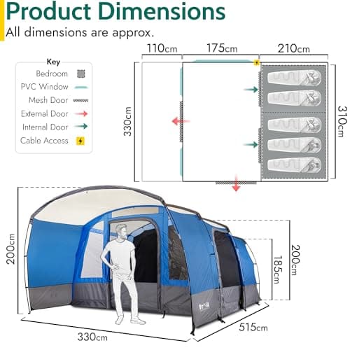 Trail Shilstone 5 Man Tent, L515cm x W330cm x H200cm — view 6