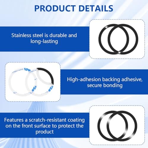 ABOHU Metal Plates for Mobile Magnetic Mount, 6 Pack Thin Metal Plate for Magnetic Car Phone Holder, Universal Replacement Plate Metal Disc with Strong Adhesive for Car Mounts — view 3