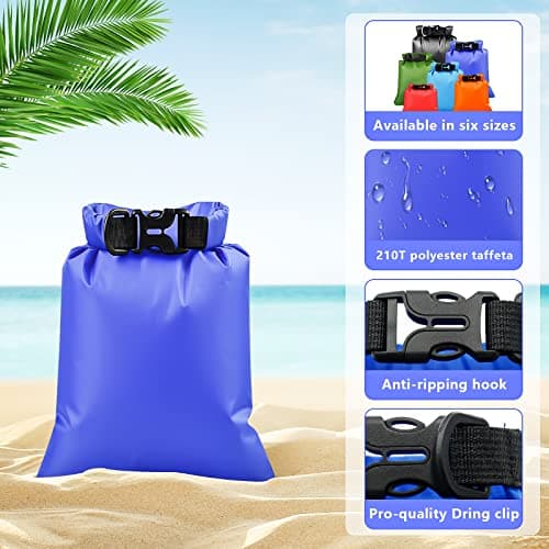 WOODFIB 6 PCS Waterproof Dry Bag, Lightweight Dry Sacks Set with 1.5L, 2.5L, 3L, 3.5L, 5L, 8L Drybag Canoe Bags for Boating/Travel/Rafting/Camping/Swimming/Fishing (Multicolor) — view 3