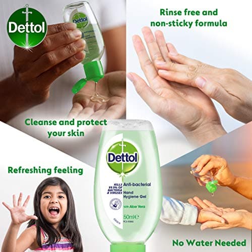 Dettol Antibacterial Hand Sanitiser, Aloe Vera (Pack of 12 x 50ml) — view 2