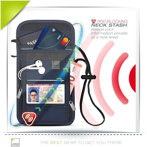 Lewis N. Clark RFID Neck Stash, Navy, One Size, RFID Blocking Stash Neck Wallet, Travel Pouch + Passport Holder for Women & Men — view 3