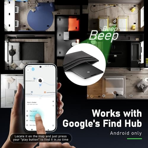 Android Tracker Tag,Wallet Tracker Card-work with Google Find Hub,Bluetooth Smart Card, Item FinderLocator for children,Luggage,Suitcase,Keys,Passports, IP68 Waterproof, Black,Slim (1-pack) — view 4