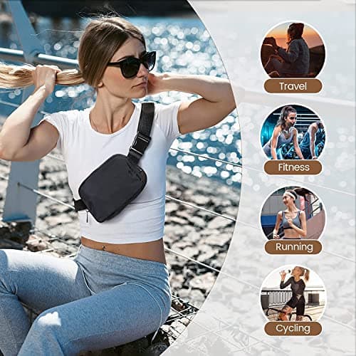 Invool Bum Bag for Women Men, Fanny Pack with Adjustable Straps Crossbody Fashion Waist Pack, Running Belt Bag for Travel Workout Cycling Hiking — view 6