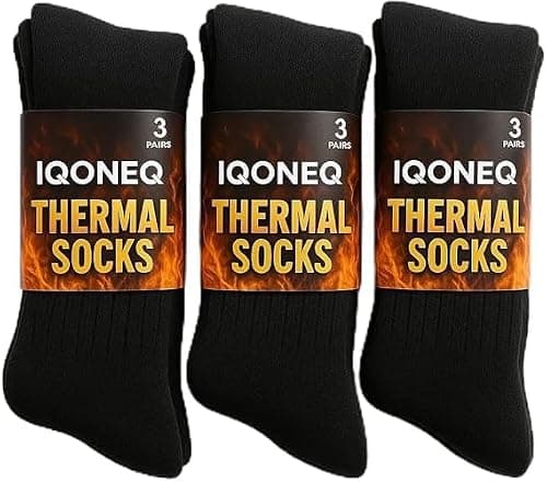 IQONEQ Thermal Socks 3 Pairs Mens Short Black 6-11 (BLACK)