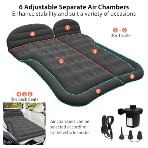 Car Bed with Pump & Pillow, Car Mattress with Double Side Thick Flocking — view 2