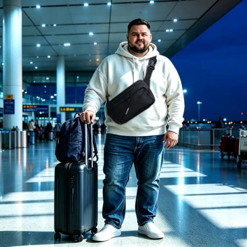 Plus Size Fanny Pack for Men Women with Extender Strap, Anti-Theft RFID 2.5L Crossbody Waist Bag, Adjustable Belt Water Resistant Hip Bum Bag Sling Chest Bag for Travel Outdoor, 2.5L Black, M — view 2