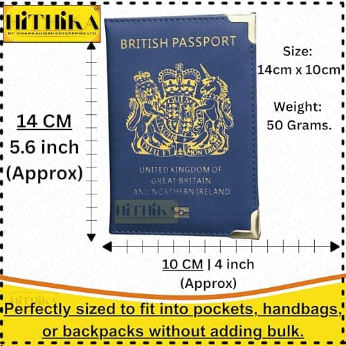 HITHIKA British Passport Holder | UK Passport Wallet | Non EU | PU Leather (Blue) — view 2