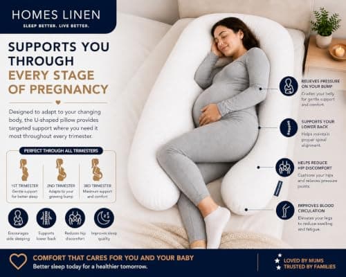 HOMES-LINEN 12 & 9 FT U Shape Long body pillows Pregnancy Pillow & Maternity Pillow U Shaped Large Curled Comfort long cushion body pillow - MADE IN UK (12FT Pillow) — view 6