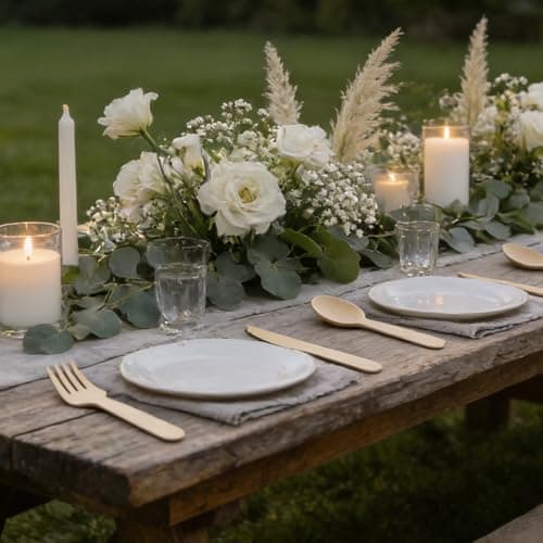 ZBXSNK 360Pcs Reusable Wooden Cutlery Set - Biodegradable Compostable Cutlery Set with 120 Spoons, 120 Forks & 120 Knives, Party Bamboo Cutlery for Picnic Camping Wedding — view 6