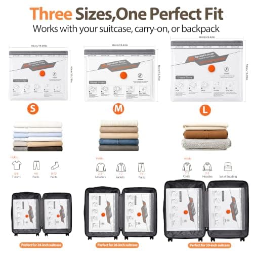 LOPIUYN Vacuum Storage Bags for Travel with Electric Pump, 14 Pack Vacuum Seal Bags for Clothing Bedding Seasonal Storage, Semi-Transparent Space Saver Compression Packing Bags for Suitcase Luggage — view 6