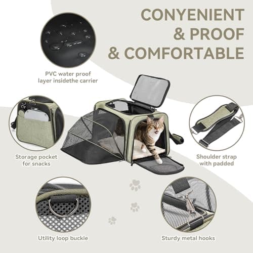 Petsfit Small Cat Carrier Airline Approved ，Expandable Carrier for Kitten Puppy Bunny,41L x 23W x 25H centimetres — view 2