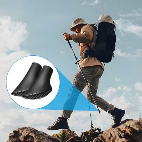 Xynovate 6 Pieces Nordic Walking Pads, Walking Pole Rubber Tips, Walking Stick Caps, Trekking Poles Spare Parts for Asphalt, Gravel, Mountains, Hiking — view 3