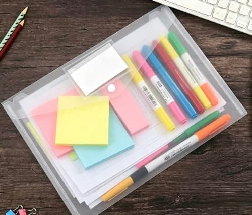 10 Pack A4 Wallet Files Clear Waterproof Files Folder with Labels and Snap Plastic Wallets File Bag Suitable for Home Office School and Travel Supplies (10) — view 6