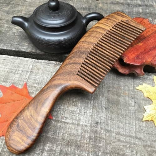 Zanthicia Handcraft Sandalwood Sandal Wood Handmade Comb Unisex Lightweight Travel Combs with Handle Camping Accessories — view 4