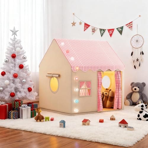FREEAMG Kids Play Tent with Multi-Coloured Ball Lights & Storage Bag Pink — view 2