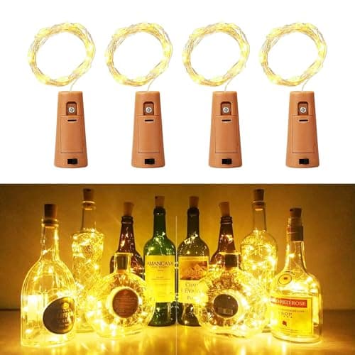 Wine Bottle Lights with Cork 4 Pcs Warm White Fairy Lights Battery Operated