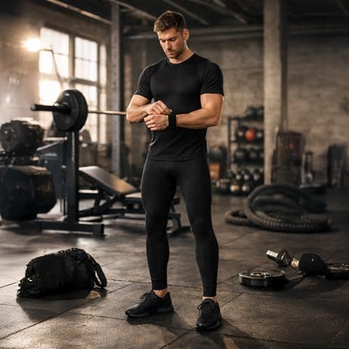 Active Star Mens Thermal Underwear Set, 0.45 Tog Long John Bottoms With Short & Long Sleeve Tops Base Layer Warm Winter Thermals For Running Sport Ski S-XXL, Short Sleeve Thermal Set Black - L — view 2