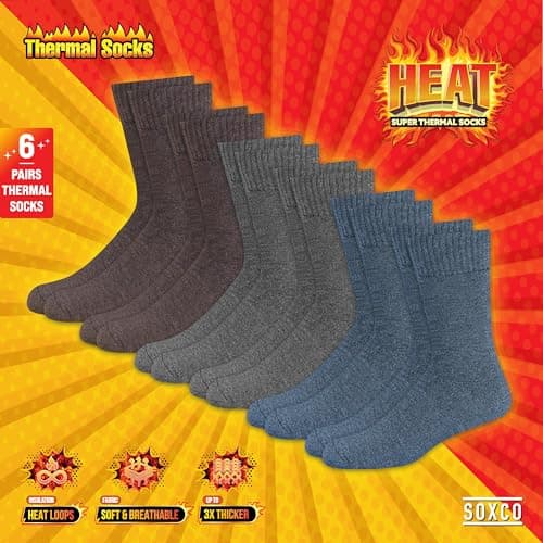 SOXCO Thermal Socks for Men & Women - Winter Heat Socks, Pack of 6 Pairs, 9-11 — view 2