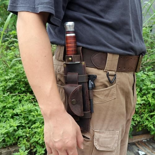 Leather Fixed Blade Knife Sheath for Belt Straight Knife Holster — view 5