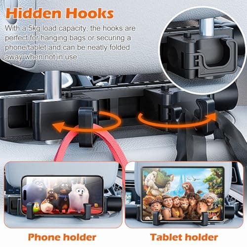 Car Headrest Pillow for Car Seat, Adjustable Rotating Car Sleeping Pillow with Ergonomic Head and Neck Support for Adults and Kids, Detachable Travel Car Pillow for Comfortable Rest (Curry Brown) — view 3