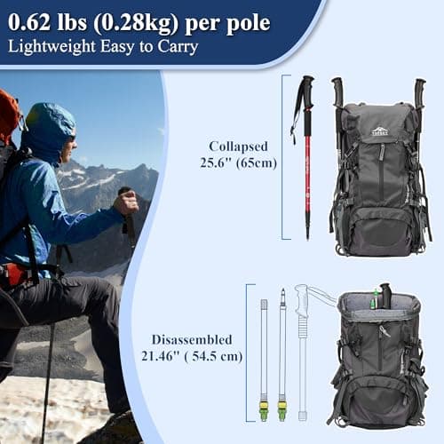 Telescopic Trekking Poles for Hiking, Anti-Shock Nordic Walking Sticks — view 4