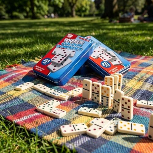 A2Z Double 6 Colour Dominoes Set in Metal Tin 28 Pieces Family Game — view 5