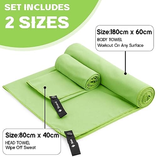 Sinand Microfibre towel 2 Pack |160x80cm+80x40cm| Ultra Lightweight Gym Towel, Quick Dry Microfiber Towels for Sports Travel Camping Beach Swimming (Green) — view 6