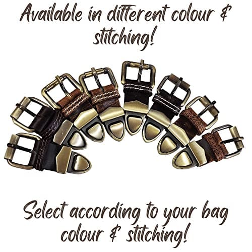 Leather Bag Replacement Push Clip Clasp Lock - Quick Release Metal Fasteners Buckles for all Satchel, Messenger, Briefcase, Brown Clip With White Stitching, One size — view 2