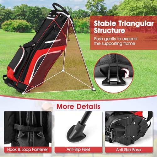 SPOTRAVEL Lightweight Golf Bag, Golf Stand Bag (Red) — view 5