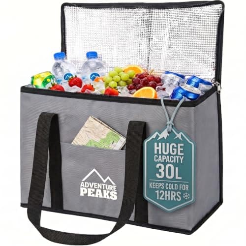 ADVENTURE PEAKS Cooler Bag Insulated Lunch Bag 30 Litres - Leak Resistant Cool Box With Handle Shoulder Straps & Pocket - Thermal Cool Bags For Food and Drink Picnic Camping Beach Travel BBQ