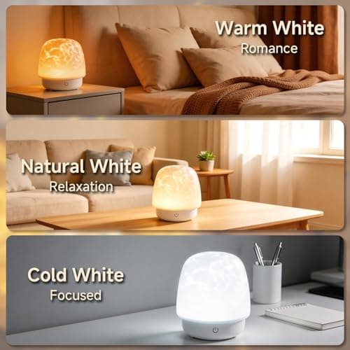 praclife Waterproof Shower Lamp with Bluetooth 5.3 Speaker, 16 Colors Dynamic Wave Projector Romote and Touch Control Lamps, Rechargeable RGB Mood Light for Bathroom, Spa, Bedroom Camping (White) — view 6
