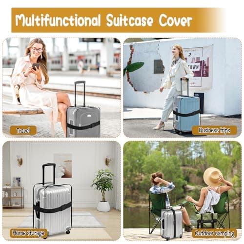Pack of 3 Suitcase Cover, Clear Plastic PVC Suitcase Cover Protectors with 3 Black Adjustable Buckles, Reusable Waterproof Luggage Protector Sleeve for Travel Business Trip (20+24+28 Inch) — view 5