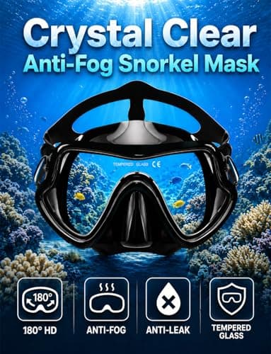 Vogista Snorkeling Gear for Adults, Dry Top Snorkel Set 180° Panoramic View Snorkel Mask Set, Anti-Leak and Anti-Fog Diving Mask for Snorkeling, Swimming, Travel - Black — view 2