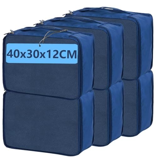Large Packing Cubes 6 PCS, 40x30x12CM Same Size Suitcase Organiser Bags 6-Piece, Travel Bags Organiser 6 Pack (Navy, 6 x L)