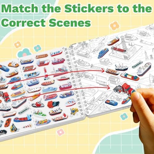 Kalysky Find Cars Sticker Book for Kids,Search Hidden Vehicle Activity Book — view 3