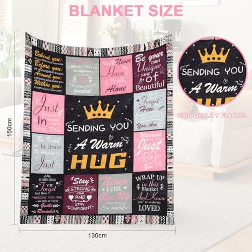 Vicloon Flannel Blanket Gifts, 150x130cm Hug Gifts Blanket, Funny Birthday Blankets, Soft Throw Gift Blankets with Heartfelt Quotes, Friendship Feel Better Present for Birthday,Christmas,Graduation — view 2