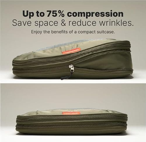 LeanTravel Premium Compression Packing Cubes for Travel - Suitcase Organizer Bags with Double Zipper & Breathable Mesh Panel - Space Saving Carry On Luggage Essentials (6-Pack, Olive Green) — view 3