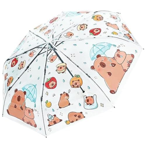 Clear Umbrellas Auto 3 Fold Travel, Transparent Compact Umbrella for Outdoor Rain Protection.