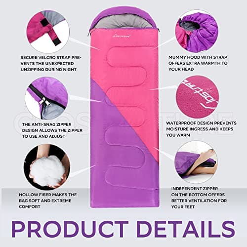 Clostnature Lightweight Camping Sleeping Bag for Adults and Kids, 3 Season — view 4