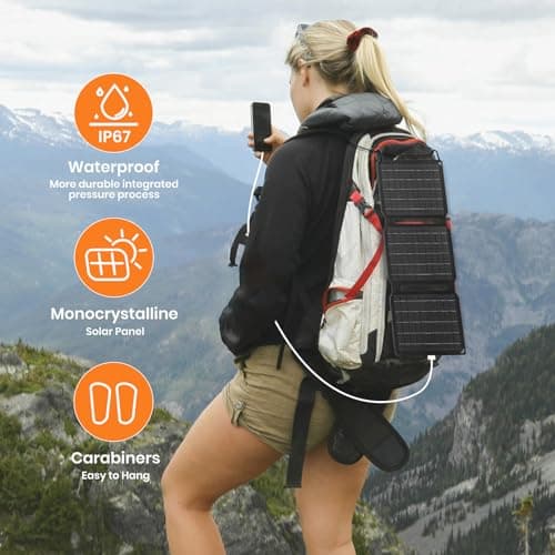 FlexSolar 15W Foldable Solar Panel, Waterproof IP67 Portable Solar Charger with USB Port Compatible with Phone Tablet PC for Outdoor Hiking Camping Fishing — view 6