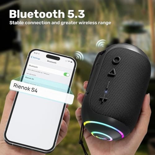 RIENOK Bluetooth Speaker Wireless Portable Waterproof Speaker with Bass 10-Hour Playtime IPX7 Bluetooth 5.3 TF Card Mini Speakers for Home Garden Party Camping Travel — view 2