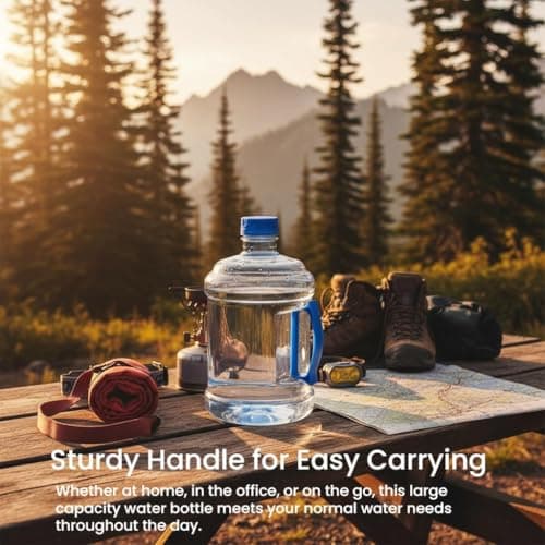 Baoblaze 3 Liters Reusable Water Bottle, Portable Water Jug with Strong Handle, Large Capacity Outdoor Container, Transparent Wide Mouth Easy Fill for Picnics Gym Car Travel, Clear Blue — view 5