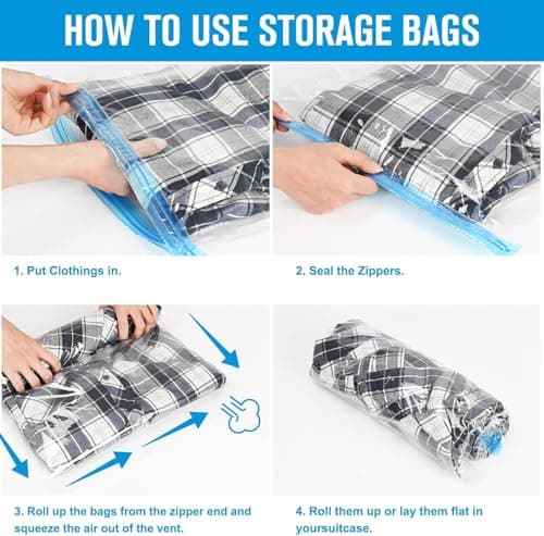 BoxLegend Vacuum Bags 21 Pack 4XL/4L/4M/4S/5 x Travel Hand Roll Vacuum Storage Bags Sealing Bag for Duvets, Pillows, Wool Blankets, Sealing Clothing, Bed Linen, Compression, 1-Hand Pump — view 3
