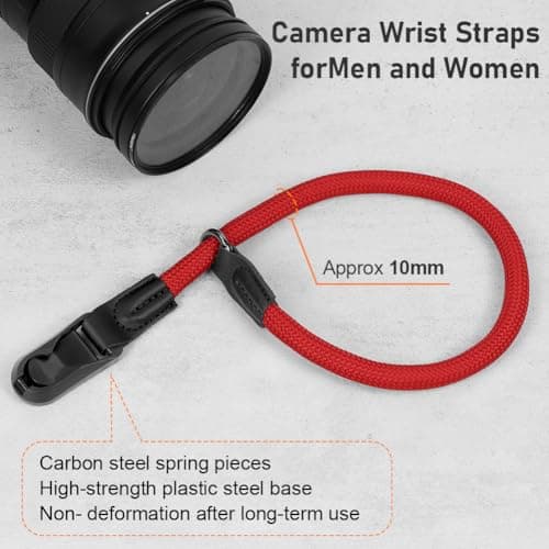 HOTUT Camera Wrist Strap,Climbing Rope Camera Wrist Band with Quick Release Buckle,Quick Release Hand Strap for Photographers,Nylon Rope Band for SLR DSLR Digital Mirrorless(Red) — view 2