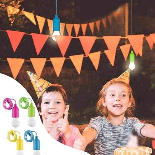 StaZamor 4PCS Portable Hanging Battery Operated LED Pull Cord Light Bulb, Camping Lamp for Party, Weddings, Festivals, Child Room Decoration (Not Included) — view 2