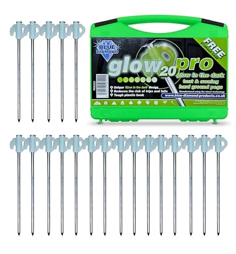 Blue Diamond Glow in the Dark Tent Pegs Pack of 20 for Tents & Awnings