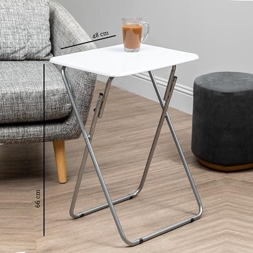 Premier Housewares Folding Camping Table - Foldable Outdoor Table for Drink Coffee - Lightweight Small Picnic Table for Camp - White Collapsible Kitchen Work Table — view 3