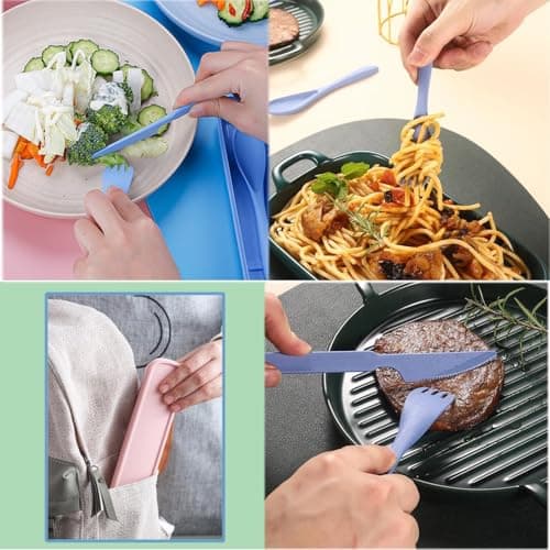 5 Sets Travel Cutlery - Portable Picnic & Camping Lunch Cutlery Set with Case - Reusable Spoon Fork Sets — view 6