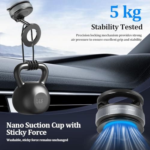 Ainiv Vacuum Magnetic Phone Holder for Car, 360° Rotatable Foldable Suction Phone Mount, Portable Strong Magnet Holder for iPhone 16 15 14 13 12 Pro Max on Windscreens, Mirror, Tiles, Smooth Surface — view 5