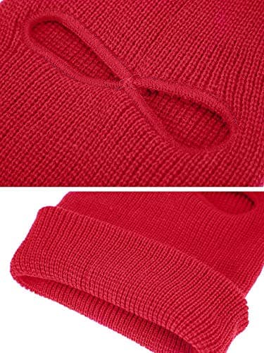 Geyoga 2 Hole Knitted Ski Mask Full Face Cover Warm Balaclava Knitted Winter Face Mask for Outdoor Sports(Red,Adult Size) — view 5
